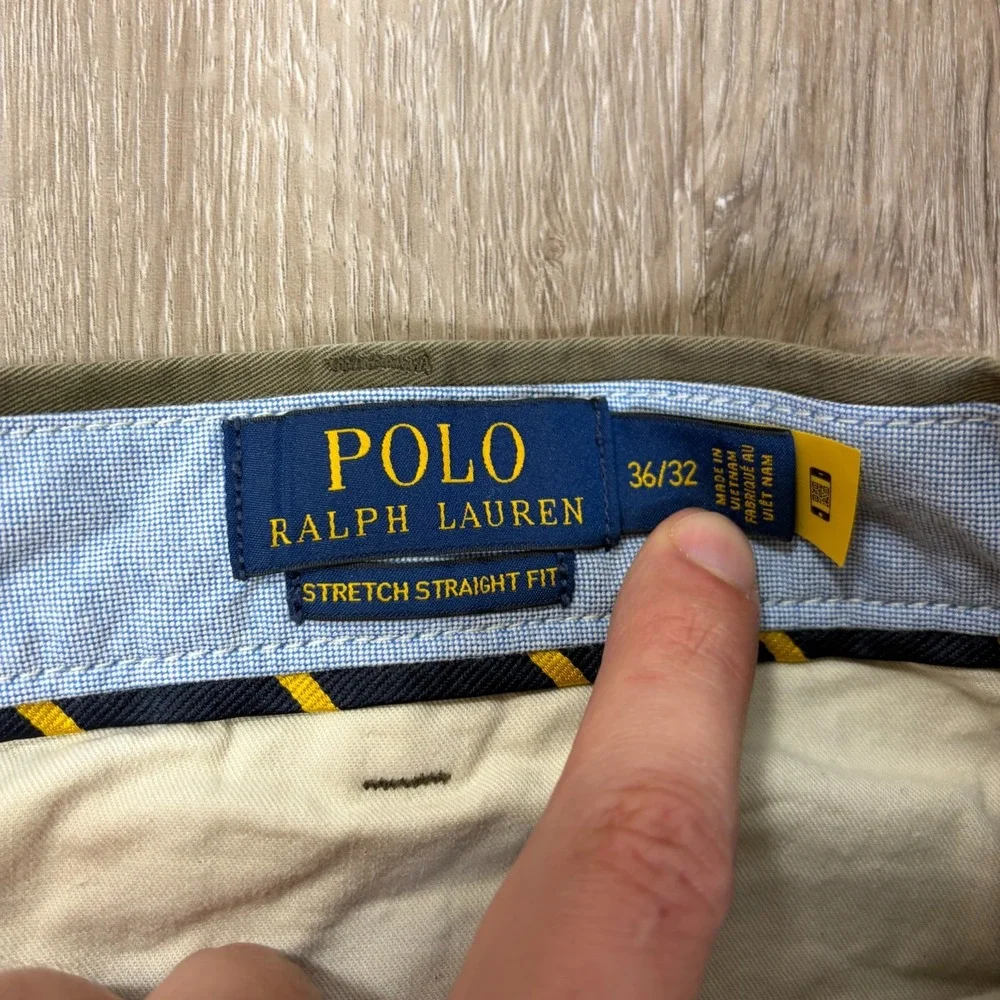 Polo Ralph Lauren Mens Chinos Pants 36x32 Stretch Straight Fit Green Mens